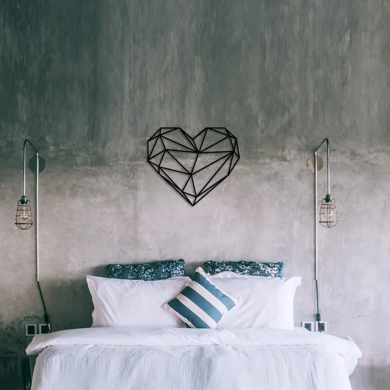 Decorațiune de perete din metal Heart Metal Decor, Negru, 47x40x0 cm - Negru
