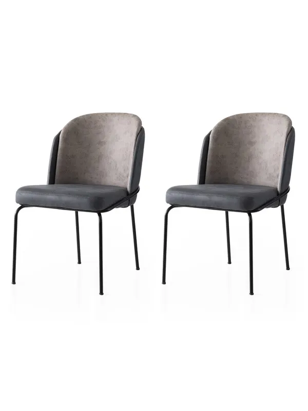 Set 2 scaune Dore - 168 V2, Auriu - Anthracithe, 62x52x75 cm - Auriu