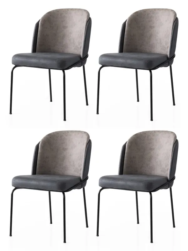 Set 4 scaune Dore - 168 V4, Auriu - Anthracithe, 62x52x75 cm - Auriu