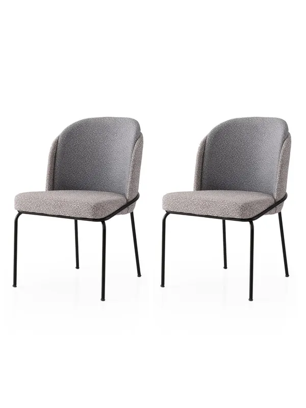 Set 2 scaune Dore - 175 V2, Auriu - Gri, 62x52x75 cm - Auriu - Gri