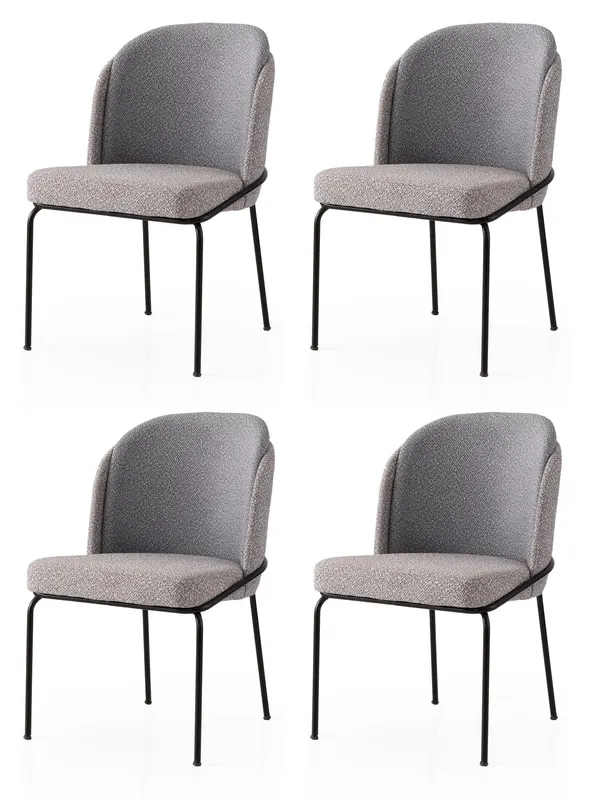 Set 4 scaune Dore - 175 V4, Auriu - Gri, 62x52x75 cm - Auriu - Gri