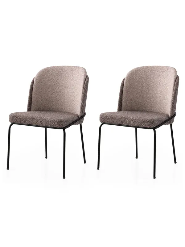 Set 2 scaune Dore - 180 V2, Auriu - Maro deschis, 62x52x75 cm - Auriu - Maro