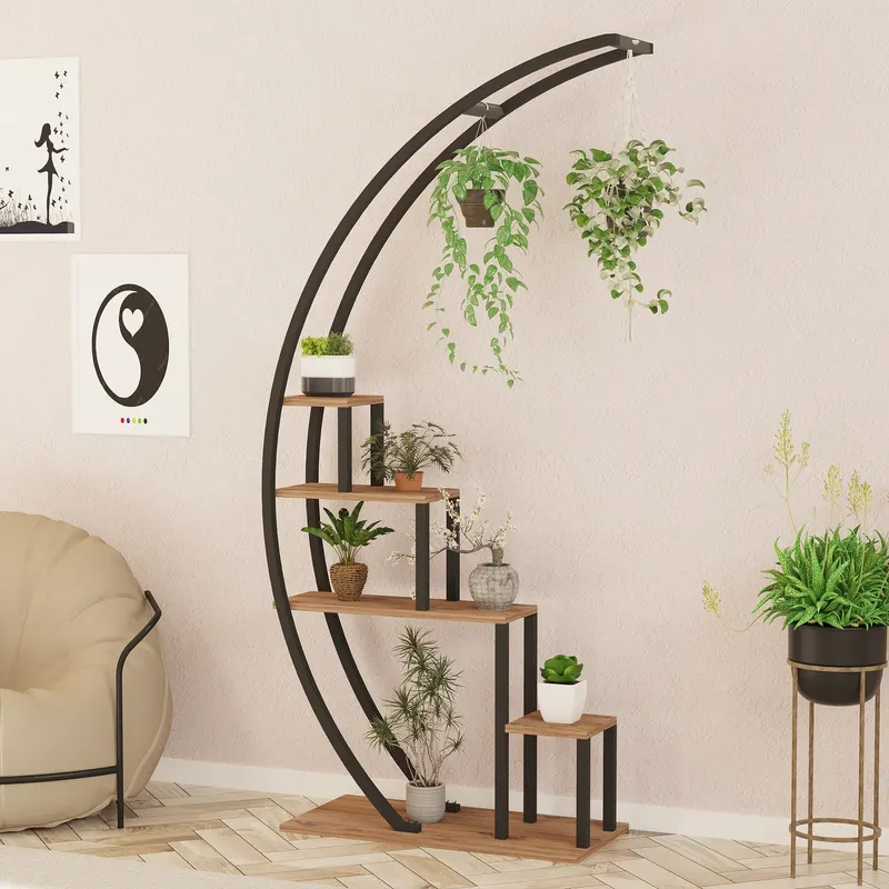 Bibliotecă Garden, Pin atlantic - Negru, 85x35x180 cm - Natural - Negru