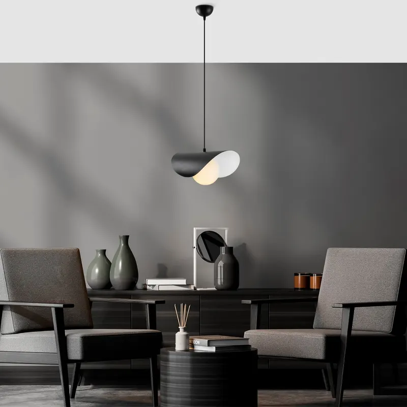 Lustră Camel 6, Negru - Alb, Ø50x105 cm - Bej - Negru - Alb
