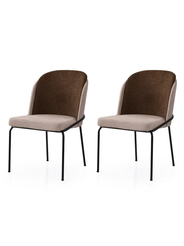 Set 2 scaune Dore - 193 V2, Auriu - Crem - Maro, 62x52x75 cm - Auriu - Crem - Maro