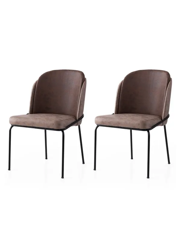 Set 2 scaune Dore - 194 V2, Auriu - Maro, 62x52x75 cm - Auriu - Maro