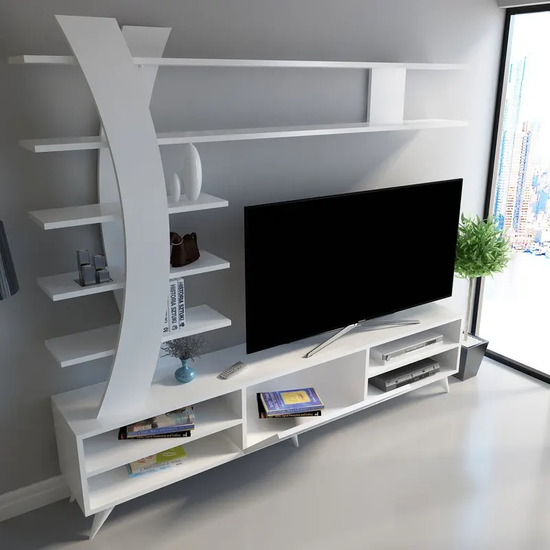 Comodă TV Duru, Alb, 180x30x162 cm - Alb