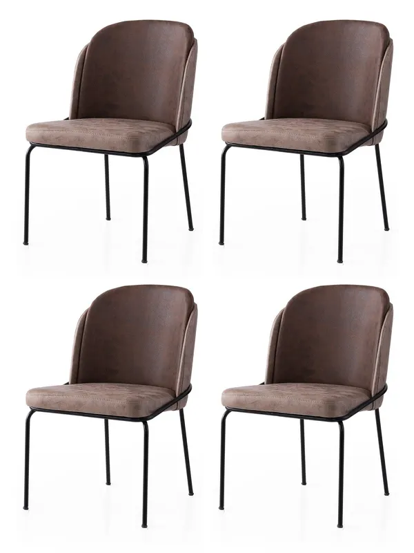 Set 4 scaune Dore - 194 V4, Auriu - Maro, 62x52x75 cm - Auriu - Maro