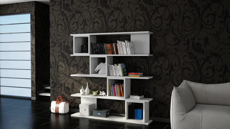 Bibliotecă Wind, Alb, 120x20x120 cm - Alb