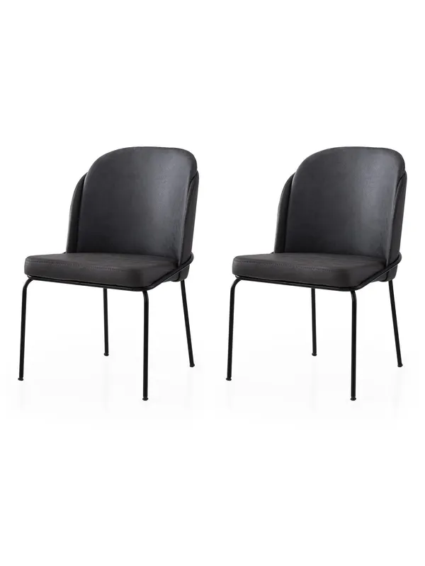 Set 2 scaune Dore - 195 V2, Auriu - Negru, 62x52x75 cm - Auriu - Negru