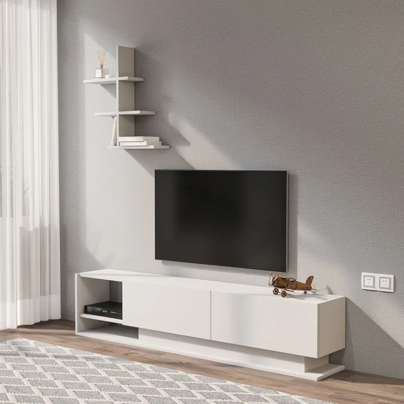 Comodă TV Liza, Alb, 180x30x40 cm - Alb