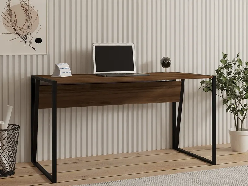 Birou Kemer, Nuc - Negru, 140x70x74 cm - Nuc - Negru