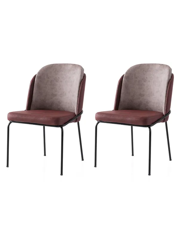 Set 2 scaune Dore - 197 V2, Auriu - Roșu, 62x52x75 cm - Auriu - Roșu