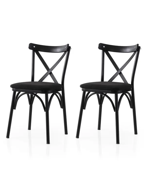 Set 2 scaune Ekol - 290 V2, Negru, 42x40x81 cm - Negru