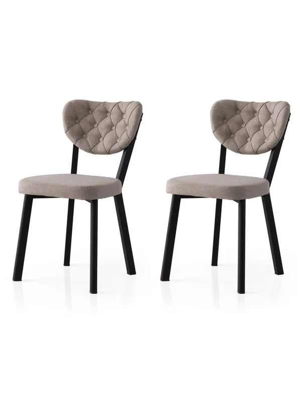 Set 2 scaune Enzo - 808 V2, Negru - Gri, 46x54x86 cm - Negru - Gri