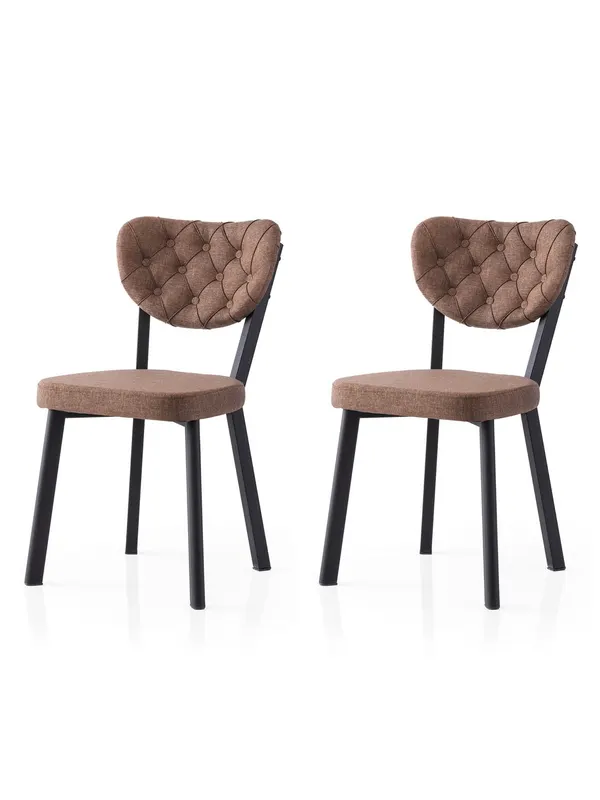 Set 2 scaune Enzo - 815 V2, Negru - Maro, 46x54x86 cm - Negru - Maro