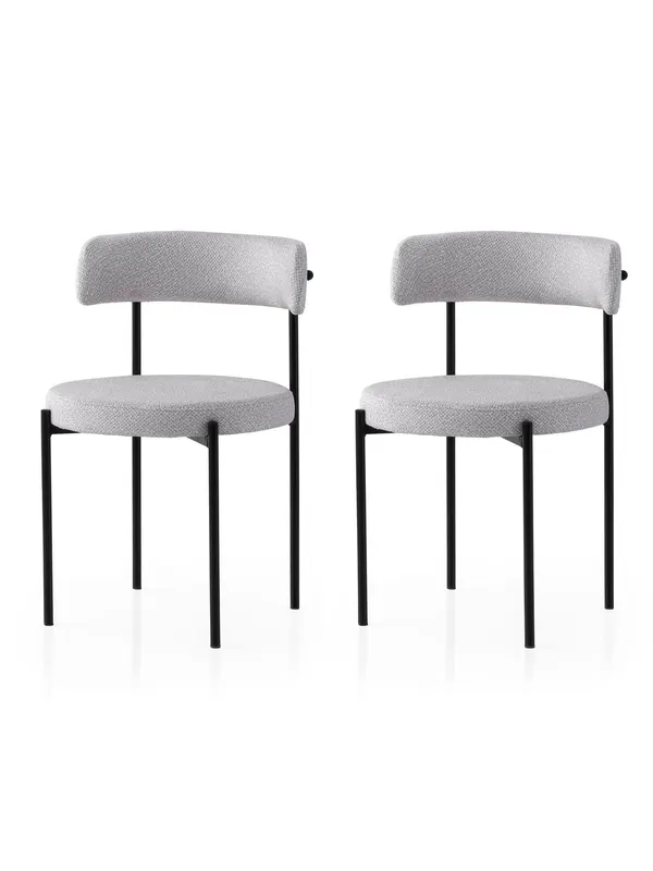 Set 2 scaune Gını - 4001 V2, Negru - Gri, 49x51x76 cm - Negru - Gri