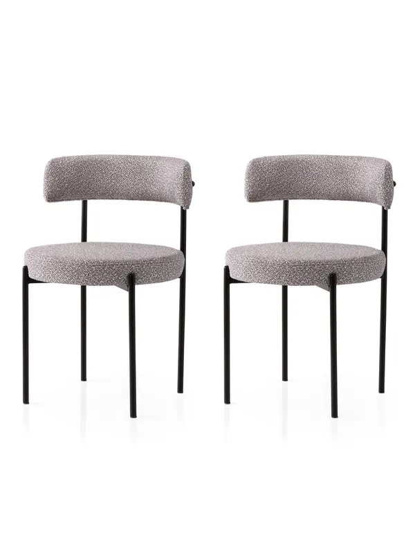 Set 2 scaune Gını - 4006 V2, Negru - Gri, 49x51x76 cm - Negru - Gri