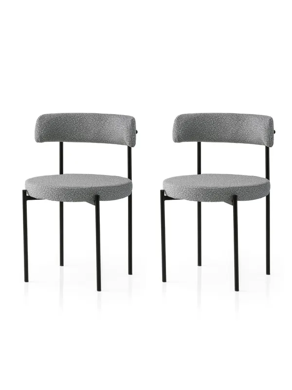 Set 2 scaune Gını - 4012 V2, Negru - Gri închis, 49x51x76 cm - Negru - Gri