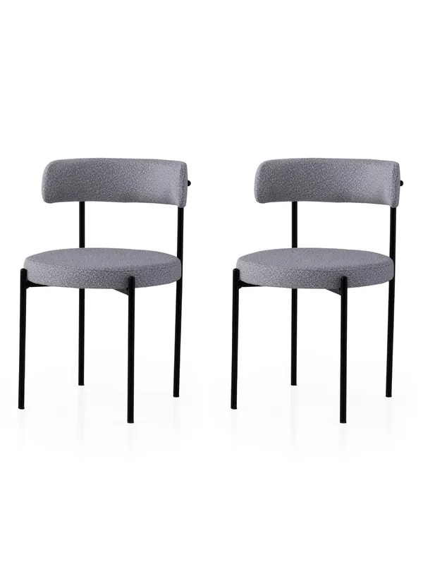 Set 2 scaune Gını - 4013 V2, Negru - Gri închis, 49x51x76 cm - Negru - Gri