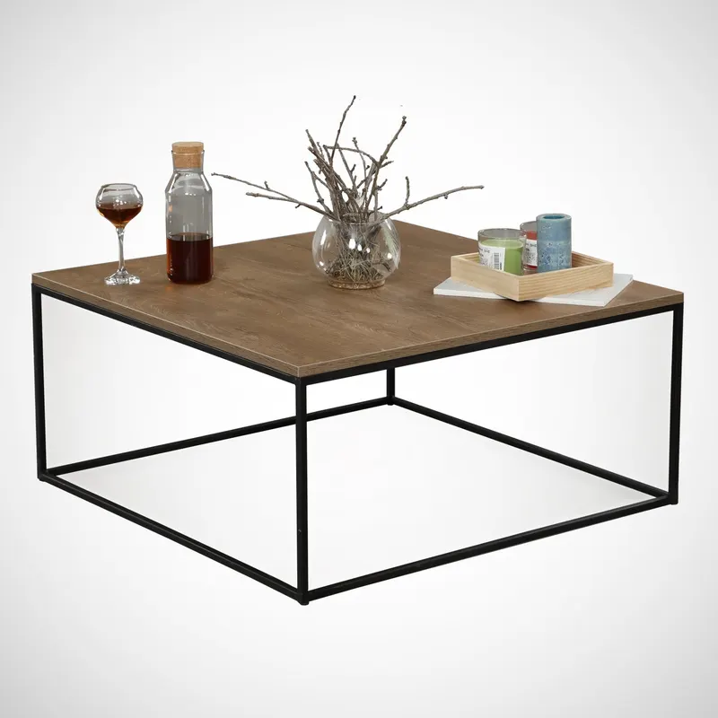 Măsuță de cafea Poly, Caucasian oak, 75x75x43 cm - Stejar