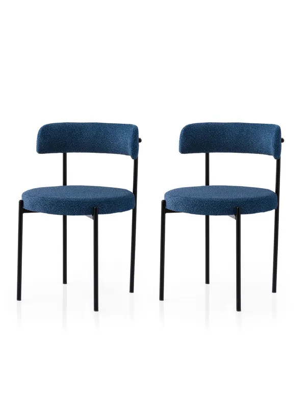 Set 2 scaune Gını - 4014 V2, Negru - Albastru închis, 49x51x76 cm - Negru - Albastru