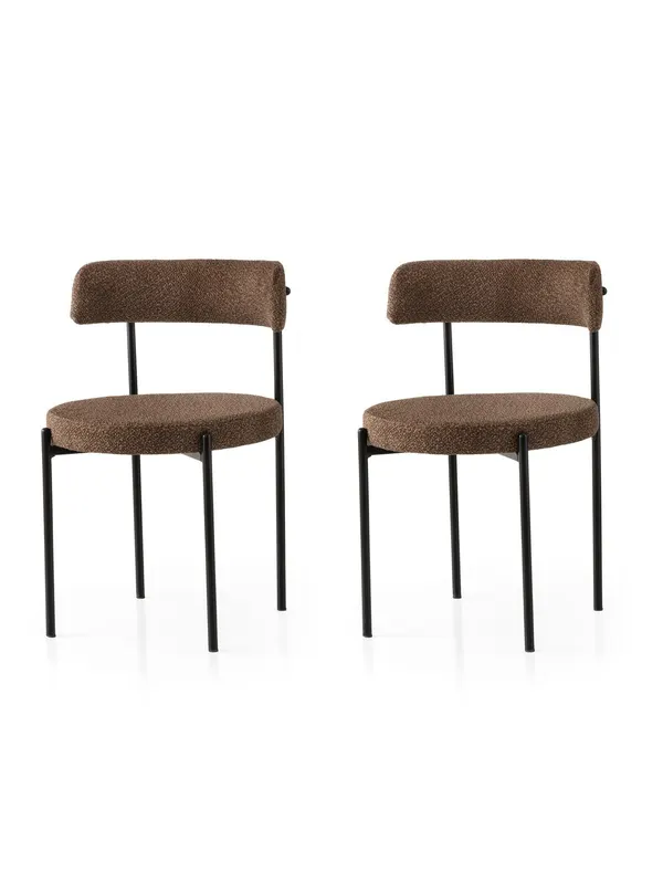 Set 2 scaune Gını - 4019 V2, Negru - Maro, 49x51x76 cm - Negru - Maro