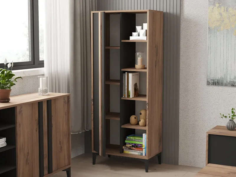 Bibliotecă Iraz, Atlantic - Antracit, 70x30x175 cm - Antracit