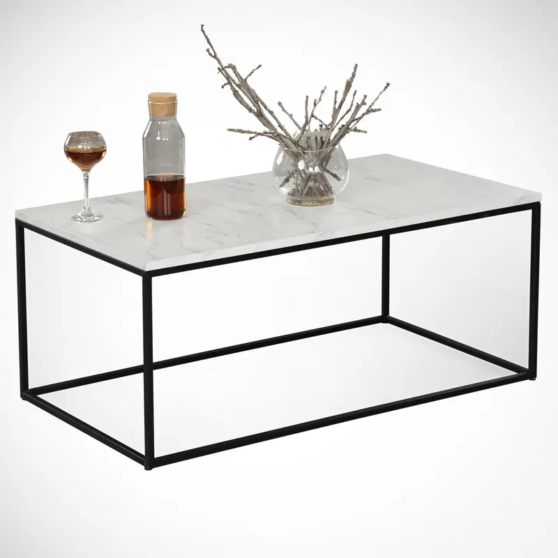 Măsuță de cafea Cosco - Marmo, Alb - Negru, 95x55x43 cm - Alb - Negru