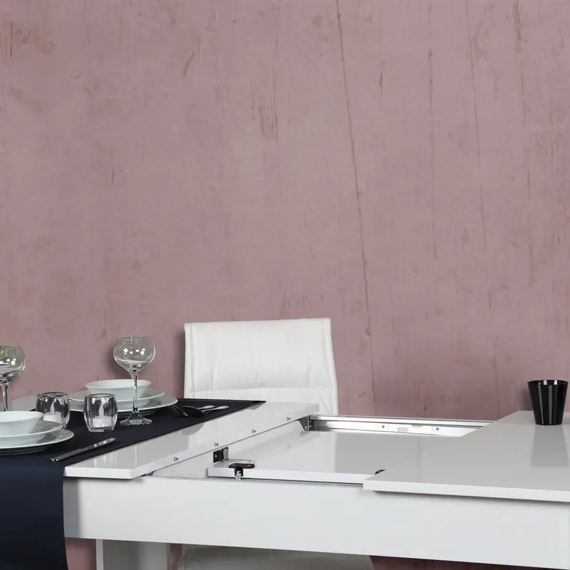 Masă dining extensibilă Oblo - Shiny White, Alb, 130x80x78 cm - Alb