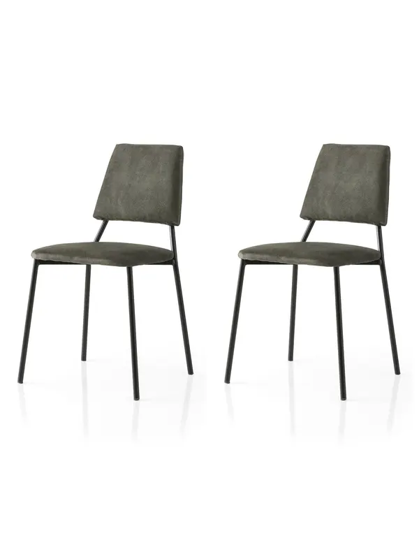 Set 2 scaune Lıma - 4553 V2, Negru - Antracit, 43x54x78 cm - Negru - Antracit