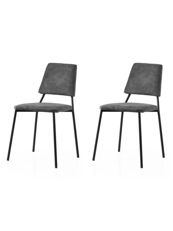 Set 2 scaune Lıma - 4554 V2, Negru - Antracit, 43x54x78 cm - Negru - Antracit