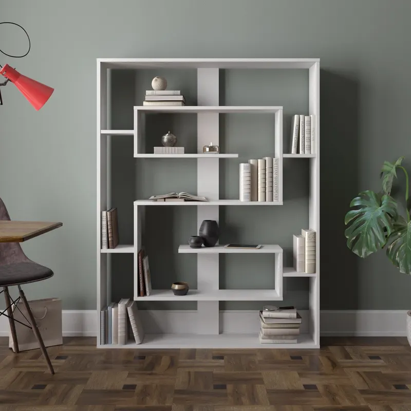Bibliotecă Esteban, Alb, 120x22x156 cm - Alb