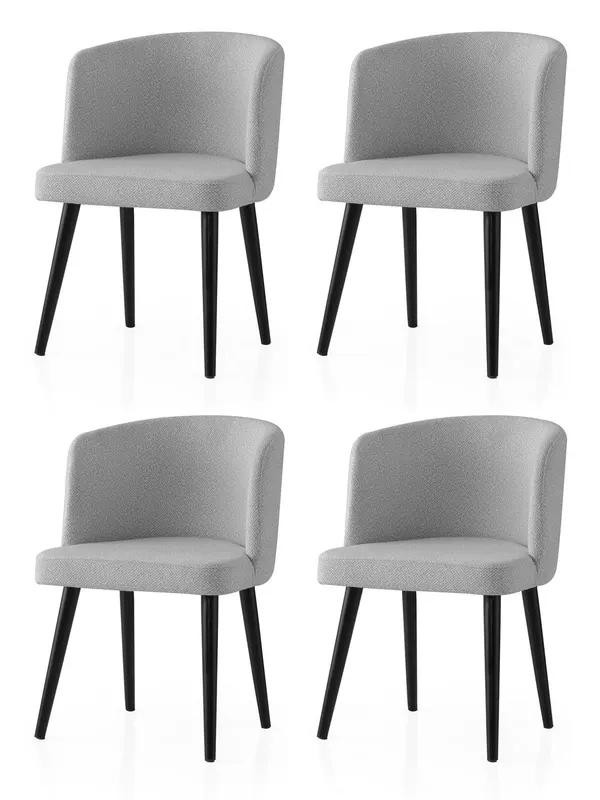 Set 4 scaune Soft - 4101 V4, Negru - Gri, 57x57x81 cm - Negru - Gri