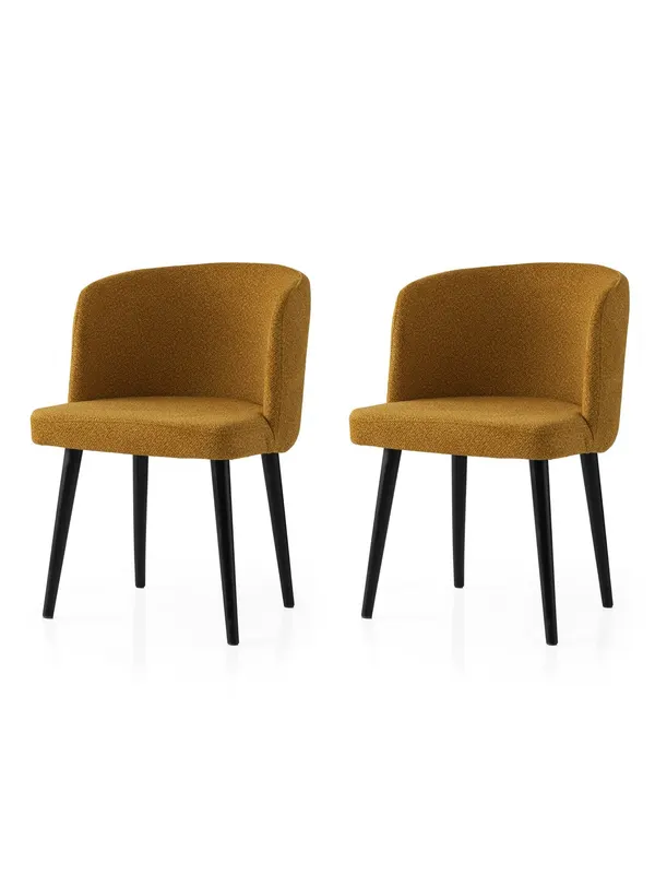 Set 2 scaune Soft - 4107 V2, Negru - Galben, 57x57x81 cm - Negru - Galben