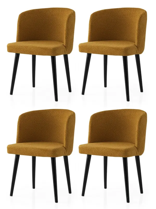 Set 4 scaune Soft - 4107 V4, Negru - Galben, 57x57x81 cm - Negru - Galben