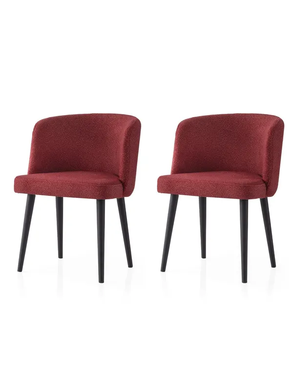 Set 2 scaune Soft - 4109 V2, Negru - Roșu, 57x57x81 cm - Negru - Roșu