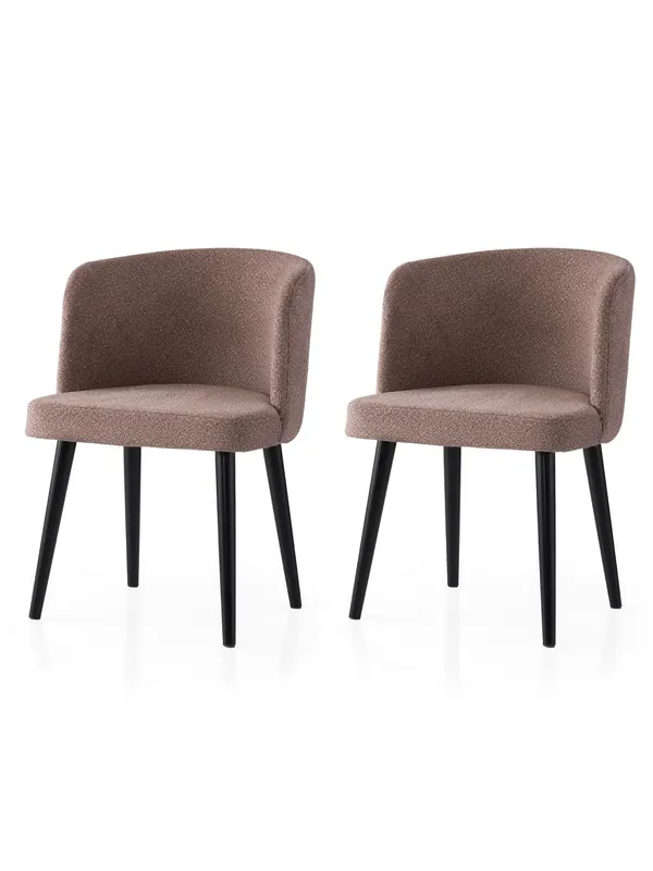 Set 2 scaune Soft - 4111 V2, Negru - Mink, 57x57x81 cm - Negru - Bej