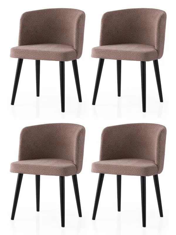 Set 4 scaune Soft - 4111 V4, Negru - Mink, 57x57x81 cm - Negru - Bej