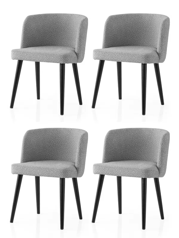 Set 4 scaune Soft - 4112 V4, Negru - Gri deschis, 57x57x81 cm - Negru - Gri