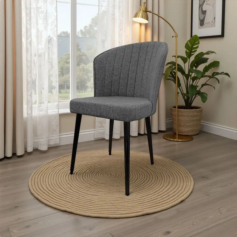 Set 2 scaune Rubi, Gri - Negru, 52x42x85 cm - Gri - Negru