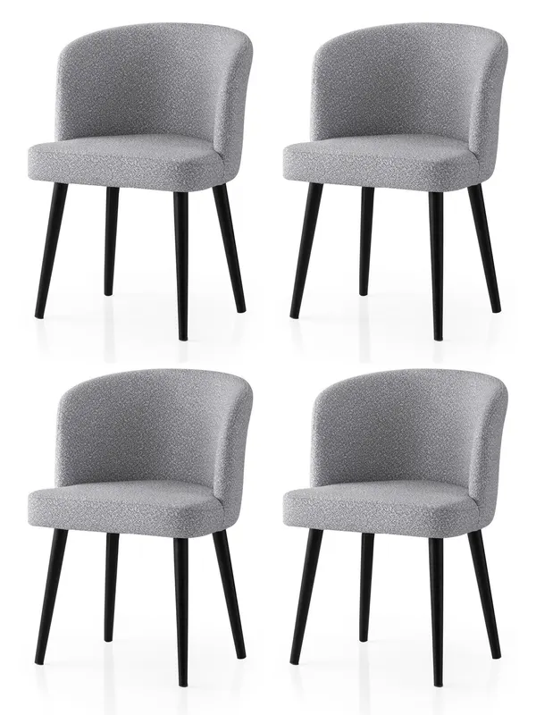 Set 4 scaune Soft - 4115 V4, Negru - Gri deschis, 57x57x81 cm - Negru - Gri