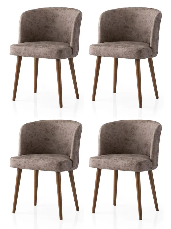 Set 4 scaune Zen - 4236 V4, Nuc - Mink, 57x57x81 cm - Nuc - Bej