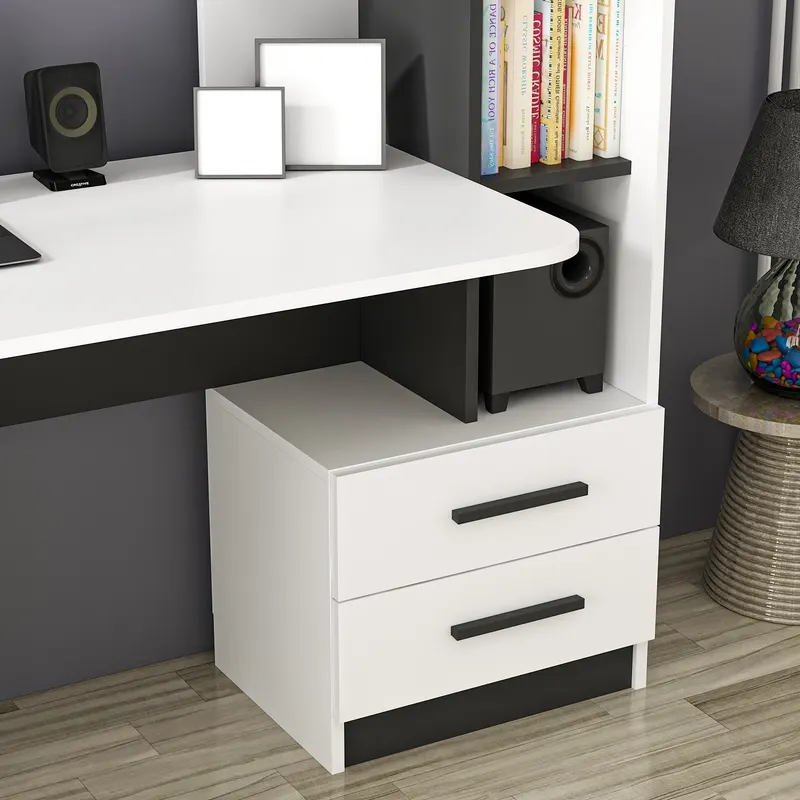 Birou Alaska, Alb - Negru, 120x60x74 cm - Alb - Negru
