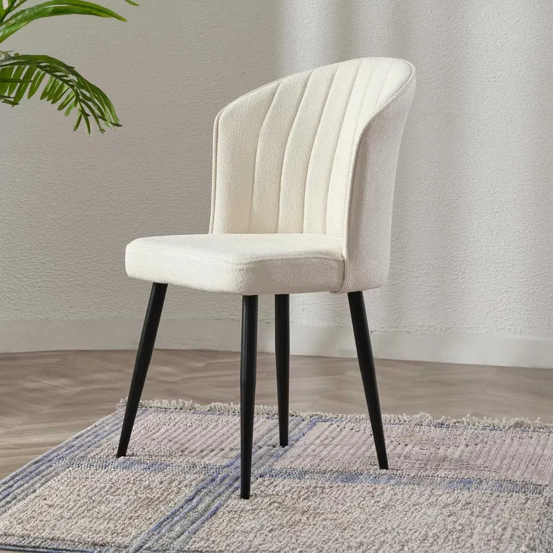 Set 4 scaune Rubi, Crem - Negru, 52x42x85 cm - Crem - Negru