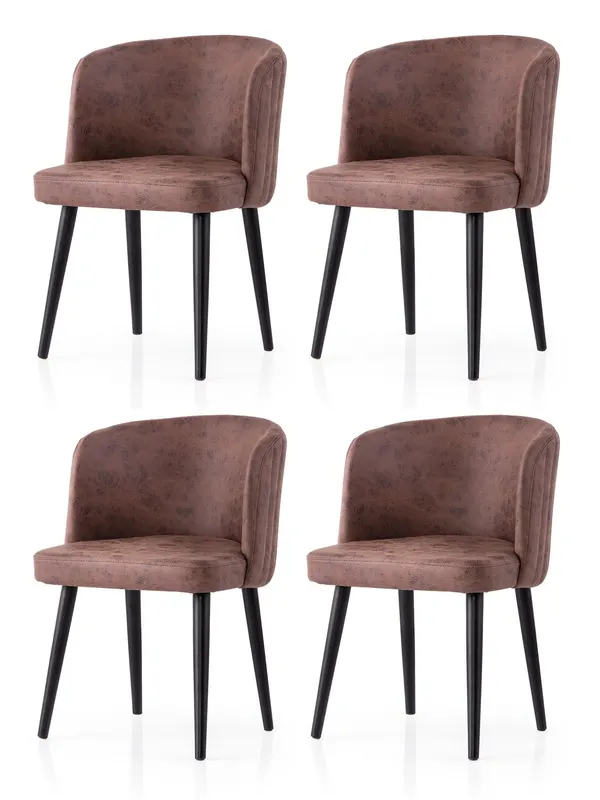 Set 4 scaune Zen - 4207 V4, Negru - Maro, 57x57x81 cm - Negru - Maro