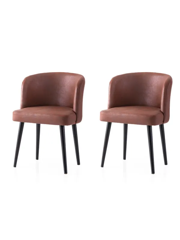 Set 2 scaune Zen - 4208 V2, Negru - Roșu, 57x57x81 cm - Negru - Roșu