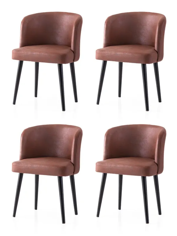 Set 4 scaune Zen - 4208 V4, Negru - Roșu, 57x57x81 cm - Negru - Roșu