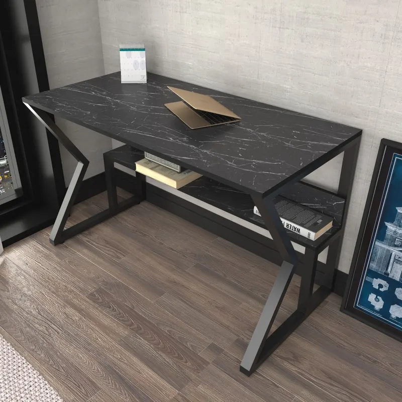 Birou Wake, Marble - Negru, 120x60x73 cm - Negru