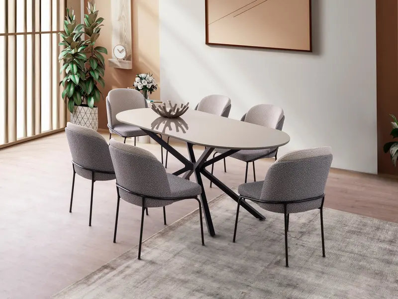 Masă dining Aura - 3011, Moca deschis, 180x90x79 cm - Maro